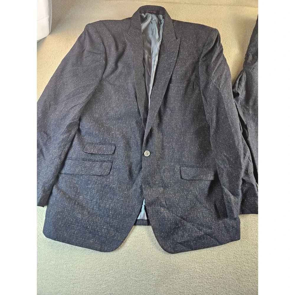 Vitali Men's Denim Blue Suit 44R 38W 2 Piece Blazer Pants Viscose Blend